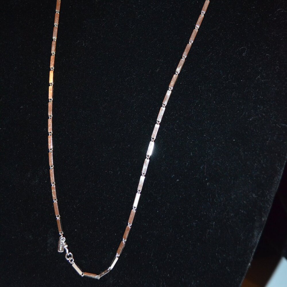 Monet Necklace Silver Rectangular Prisms 3/8' Lin… - image 6